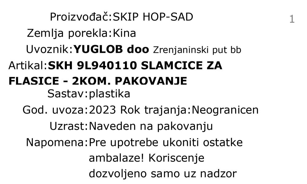 Skip Hop rezervne slamčice za flašic - 2kom. pakovanje 9L940110 deklaracija
